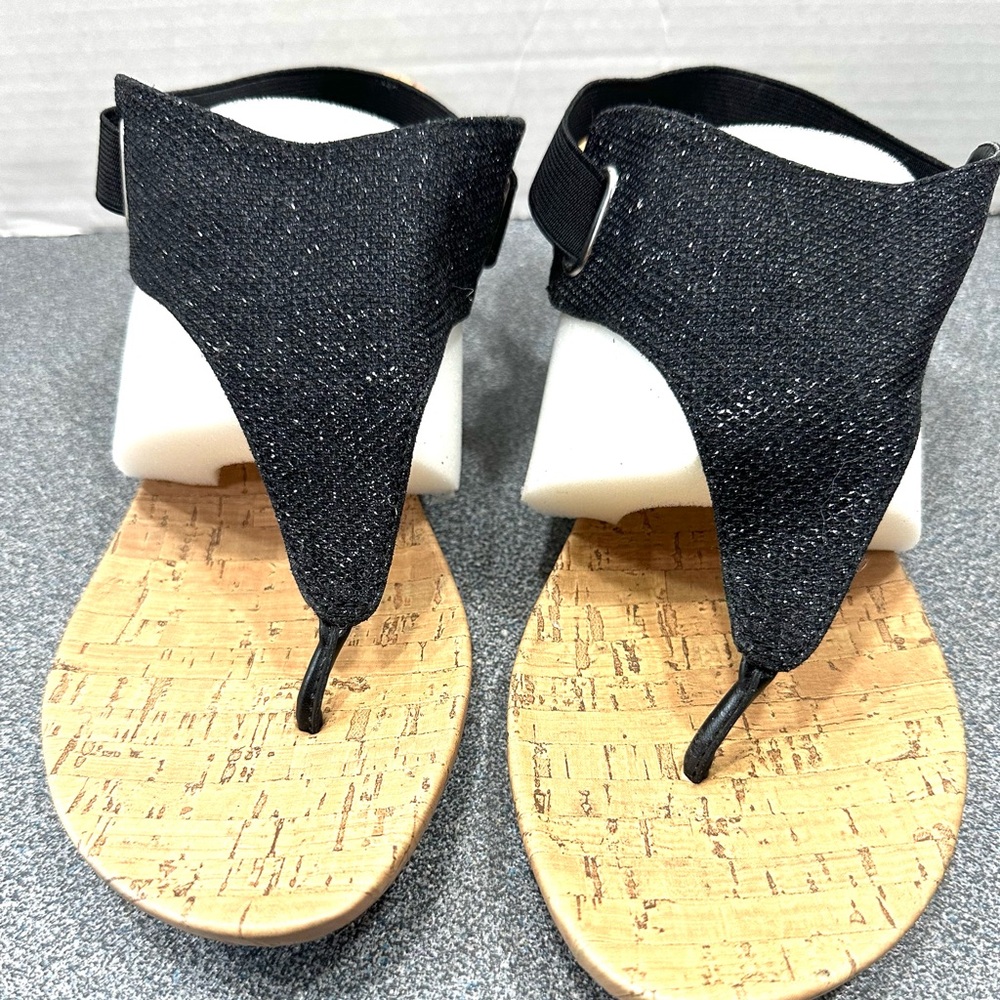 St John’s Bay black shimmer wedge sandal SZ 12M